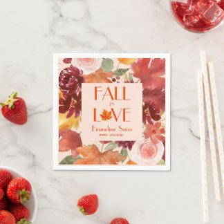Rustic Autumn Foliage Fall in Love Napkin