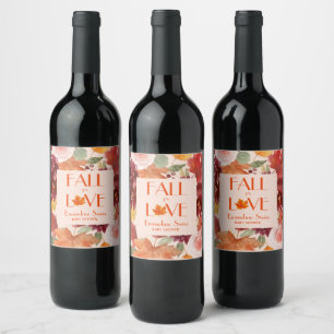 Rustic Autumn Foliage Fall in Love Wine Label