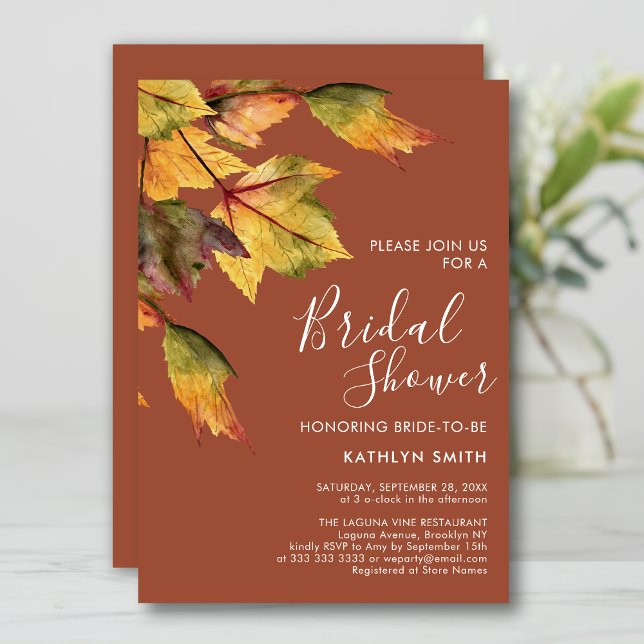 Rustic Autumn Foliage Fall Wedding Bridal Shower Invitation (Creator Uploaded)