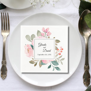 Rustic Autumn Foliage Floral Frame Wedding Napkin