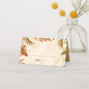 Rustic Autumn Foliage Wedding Folded Place Card