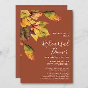 Rustic Autumn Foliage Wedding Rehearsal Dinner  Invitation