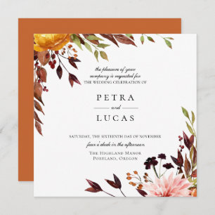 Rustic Autumn Forest Botanical Wedding Invitation