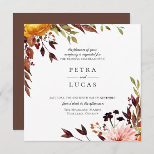 Rustic Autumn Forest Botanical Wedding Invitation