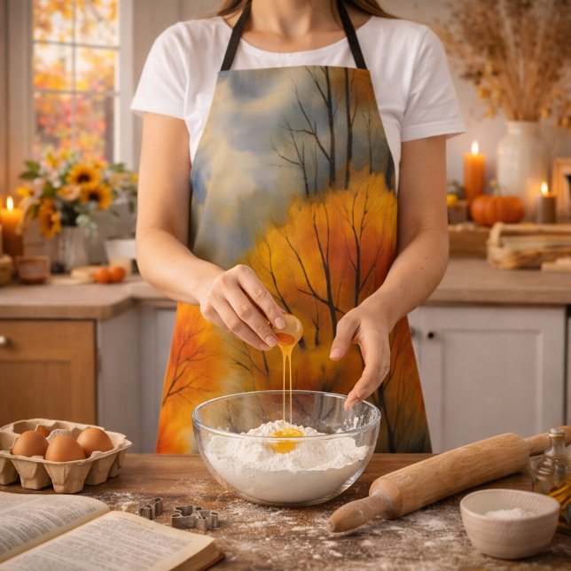 Rustic Autumn Forest - Fall Watercolor  Apron (Creator Uploaded)