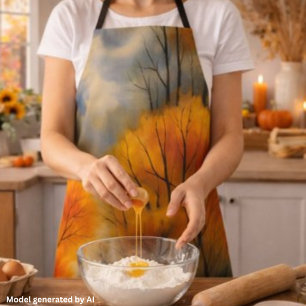 Rustic Autumn Forest - Fall Watercolor Apron