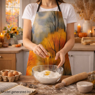 Rustic Autumn Forest - Fall Watercolor Apron