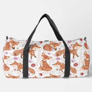 Rustic Autumn Forest Fox Print Duffle Bag