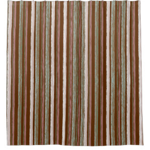 Rustic Autumn Forest Stripes Art by Heva Weva Shower Curtain