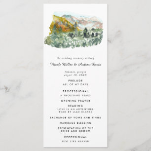 Rustic Autumn Forest Wedding Ceremony Program Programme