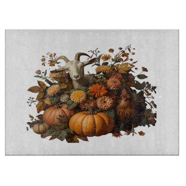 Rustic Autumn Harvest Cutting Board (Front)