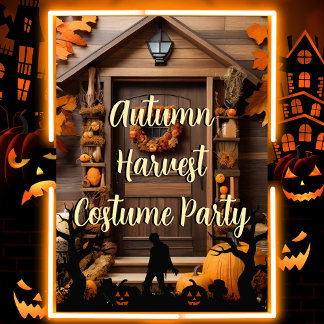 Rustic Autumn Harvest Farmhouse Costume Party  Invitation