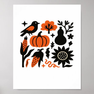 Rustic Autumn Harvest Folk Classic T-Shirt Poster