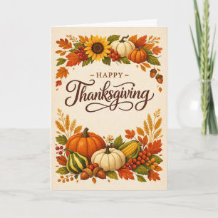 Rustic Autumn Harvest Happy Thanksgiving Card