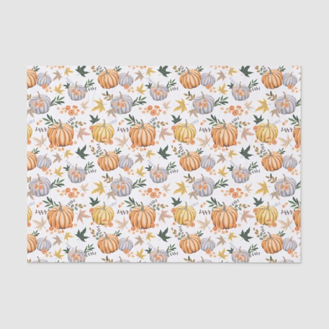 Rustic Autumn Harvest Pumpkin Pattern Thanksgiving Tissue Paper (Front)