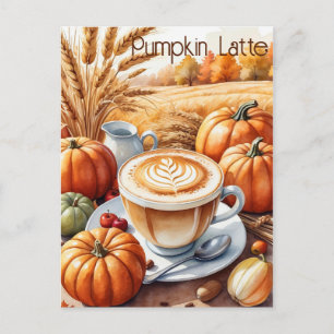 Rustic Autumn Harvest Pumpkin Spice Latte Postcard