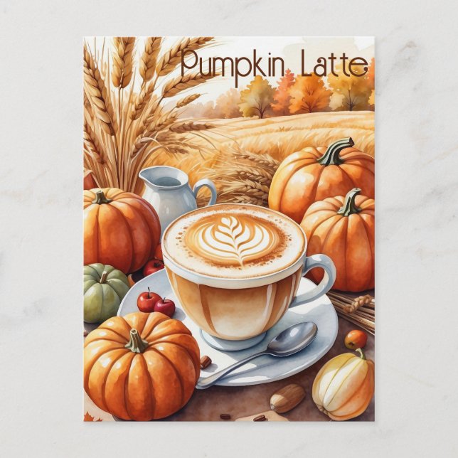 Rustic Autumn Harvest Pumpkin Spice Latte  Postcard (Front)