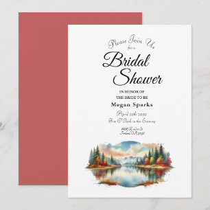 Rustic Autumn Lakeside Forest Bridal Shower Invitation