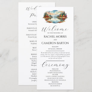 Rustic Autumn Lakeside Forest Wedding Program