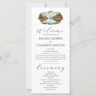 Rustic Autumn Lakeside Forest Wedding Program