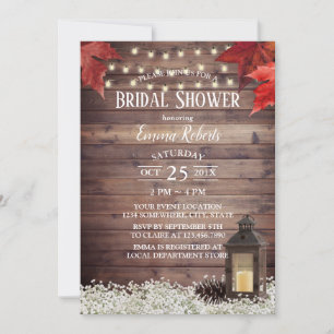 Rustic Autumn Lantern Fall Wedding Bridal Shower Invitation