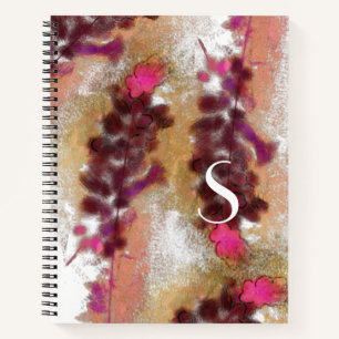 rustic Autumn Lavander Flowers Painting Pattern Notebook