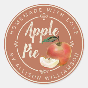 Rustic Autumn Leaf Homemade Apple Pie Classic Round Sticker