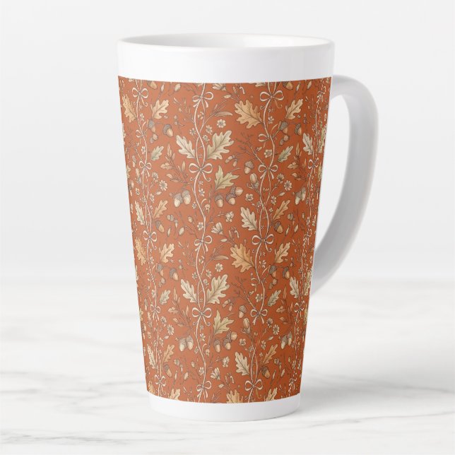Rustic Autumn Leaf Pattern Latte Mug  (Right Angle)