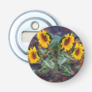 Rustic Autumn Leaves and Sunflowers Bottle Opener