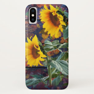 Rustic Autumn Leaves and Sunflowers iPhone X Case