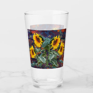 Rustic Autumn Leaves and Sunflowers Glass