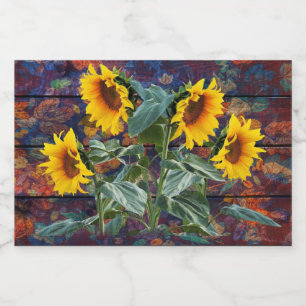 Rustic Autumn Leaves and Sunflowers Sparkling Wine Label