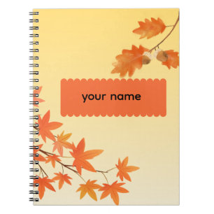 Rustic Autumn Leaves Fall Foliage Personalised Notebook