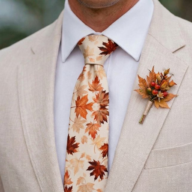Rustic Autumn Leaves Fall Wedding Groom Tie (Rustic Autumn Leaves Fall Wedding Groom Neck Tie)