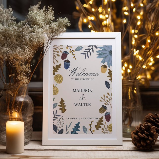 Rustic autumn leaves fall wedding invitation poster (Rustic autumn leaves fall wedding invitation poster)