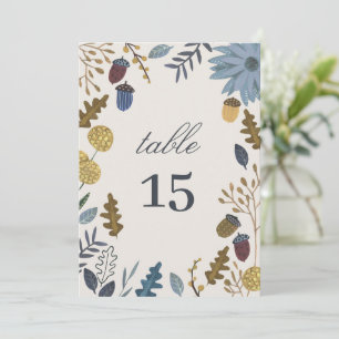 Rustic autumn leaves fall wedding table number