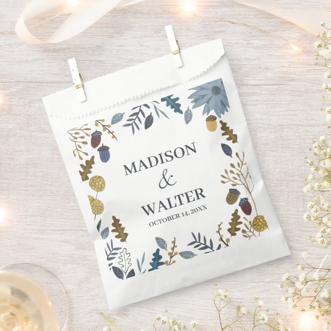 Rustic autumn leaves fall wedding table number nap favour bags (Clipped)