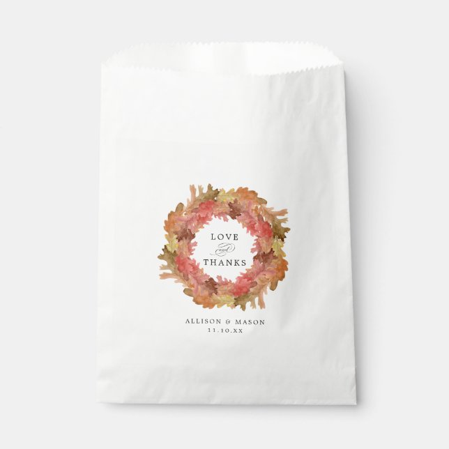 Rustic Autumn Leaves Fall Wreath Wedding Favour Bags (Front)