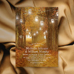 Rustic Autumn Leaves Mason Jar Lights Wedding Invitation<br><div class="desc">Fall woodland wedding invitations featuring a rustic autumn woodland with trees covered in red, orange and yellow leaves, a carved heart with your initials, string twinkle mason jar lights and a modern wedding text template. For further customisation, please click the "personalise" button to modify this template. All text style, colours,...</div>