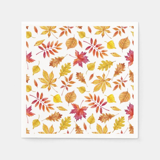 Rustic Autumn Leaves Pattern Thanksgiving Napkin (Front)