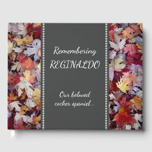 Rustic Autumn Leaves Pet Memorial Guest Book