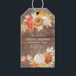 Rustic Autumn Leaves Pumpkin Bridal Shower Favour Gift Tags<br><div class="desc">Beautiful rustic autumn favour gift tag featuring a leaf & pumpkin wreath with a coordinating floral back.  Visit our shop to view our fall leaves & pumpkin collection.</div>