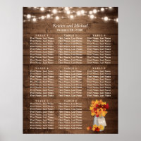 Rustic Autumn Leaves String Lights Seating Chart