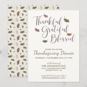 Rustic Autumn Leaves Thanksgiving Dinner Invitation
