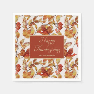 Rustic Autumn Leaves Thanksgiving Napkin