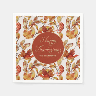 Rustic Autumn Leaves Thanksgiving Napkins
