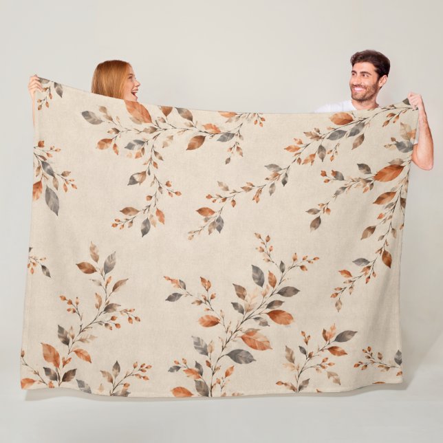 Rustic Autumn Leaves Throw Blanket (In Situ)