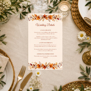 Rustic Autumn Leaves Wedding Enclosure Card