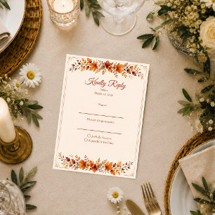 Rustic Autumn Leaves Wedding RSVP Card
