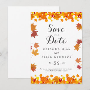 Rustic Autumn Leaves Wedding Save The Date